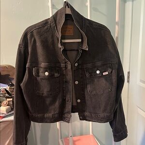 Levi's Charcoal Denim Crop Jacket